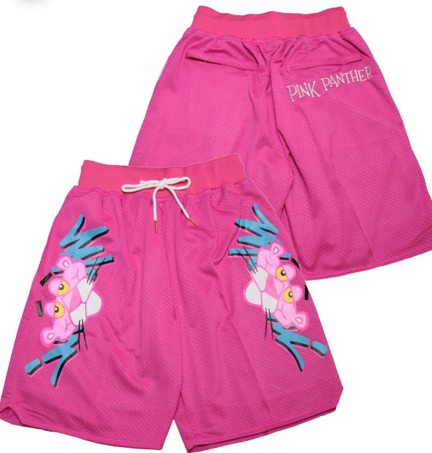 Miami Casual Shorts Pink Panther Embroidery Stitched Zip Pockets